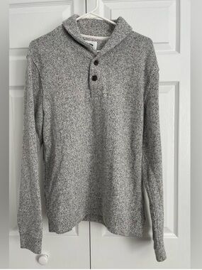 Old Navy Gray Button-Up Shawl Collar Sweater